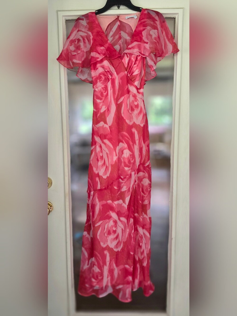Asos Design Pink Floral Flowy Maxi Dress Sz 4 Small